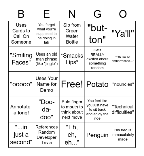 Ben-go Bingo Card