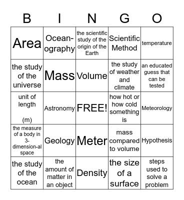 Grade 6 Mariner's Vocabulary--------# 1 Bingo Card