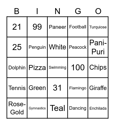 HIVA Bingo Card