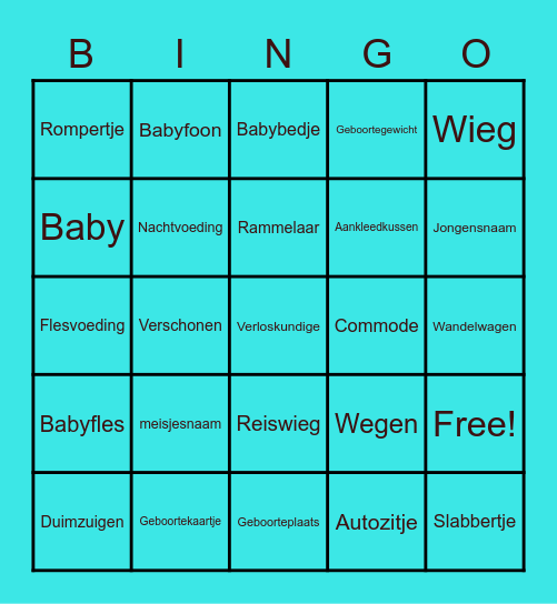 BABY Bingo Card
