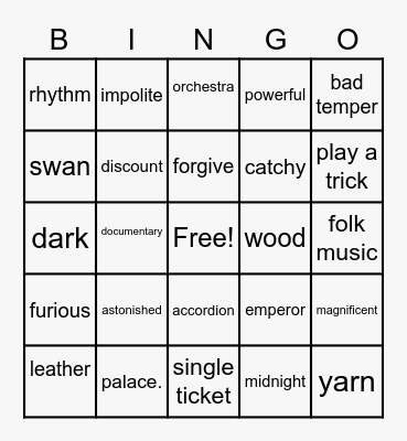 VOCABULARY P5 Bingo Card