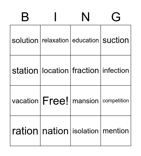 Wilson 7.4 Bingo Card