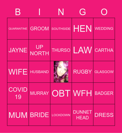 Jayne's Digital Hen Do! Bingo Card