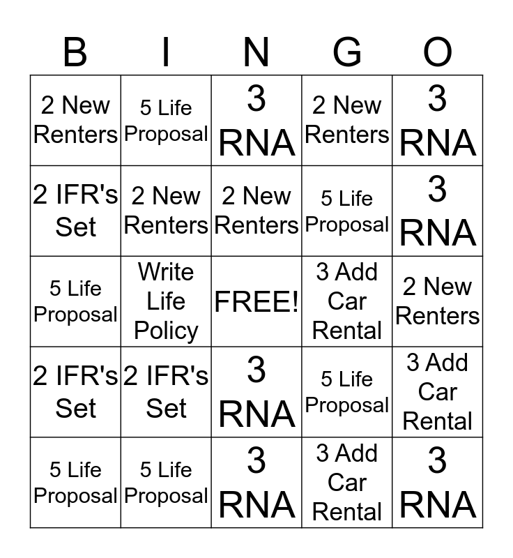 August Bingo List Bingo Card