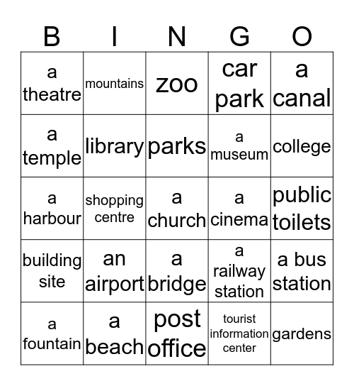 Are there any/Is there... in your city? Bingo Card
