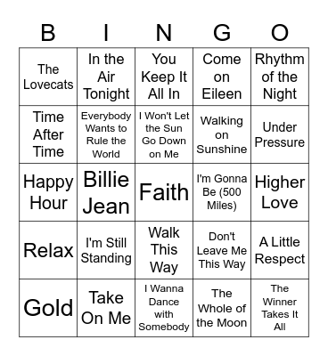 80s Bingo Card