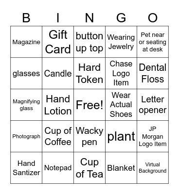 Items Found at Current Desk Bingo Card