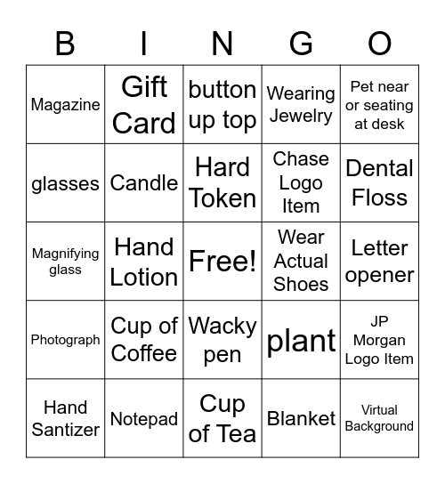 Items Found at Current Desk Bingo Card