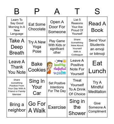 BHS Teacher Self Care List Bingo Card