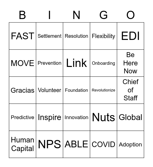 PTO Bingo Card