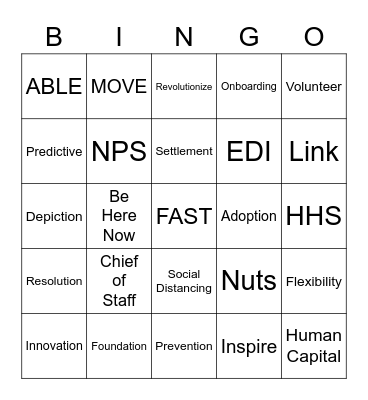 PTO Bingo Card