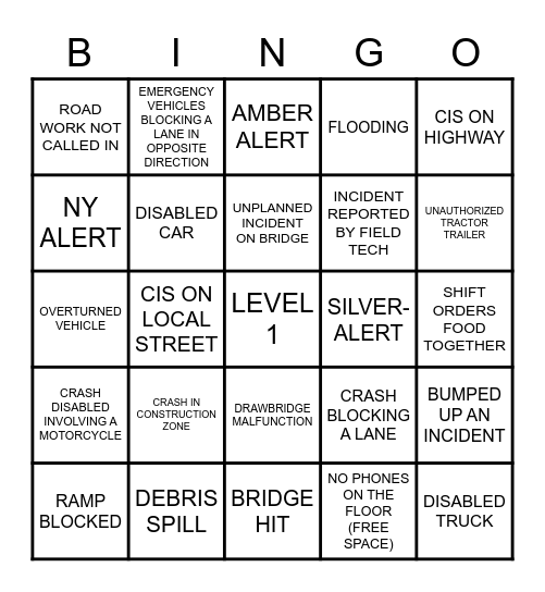 JTMC Bingo Card