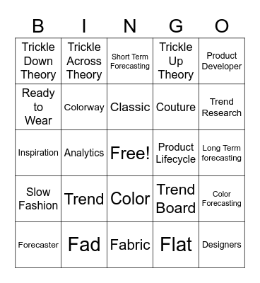 IFB Chapter 2 - Fashion Trend Prediction Bingo Card