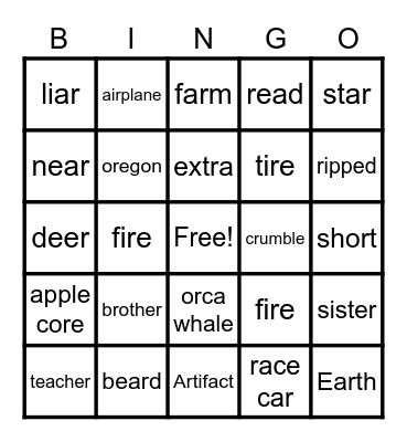 Jackson School R word bingo Card
