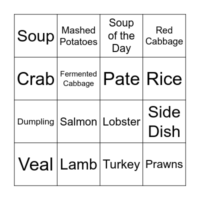 Essen und Trinken Bingo Card