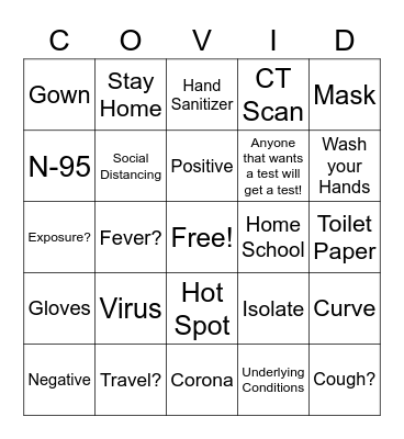 Quarantingo Bingo Card