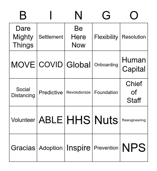 PTO Bingo Card