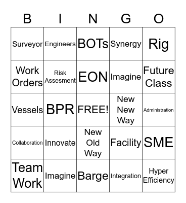 ABS Maximo Enterprise Team Luncheon Bingo Card