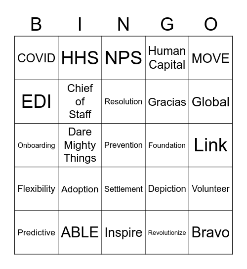 PTO Bingo Card