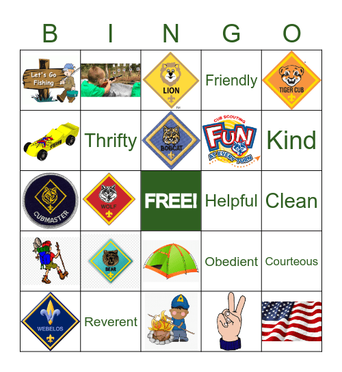 Cub Scout BINGO Card