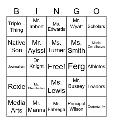 Richard Wright: Great Teachers and Peers Bingo Card