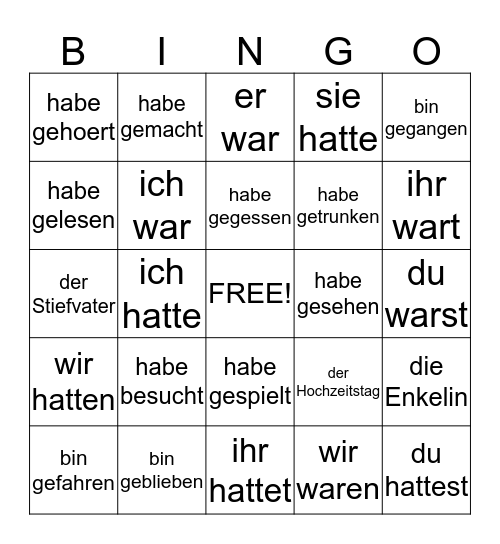 Deutsch Drei  Bingo Card