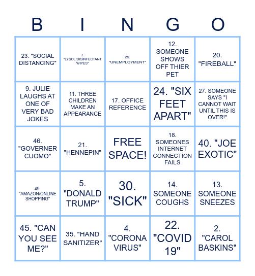 HOME BOUND BINGO Card