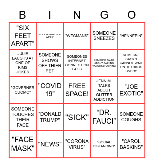 HOME BOUND BINGO Card