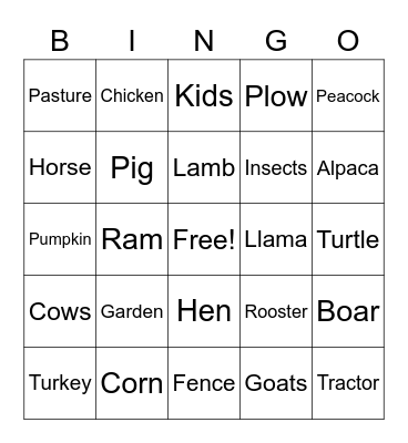 Baby Animal Mother's Day Bingo Card