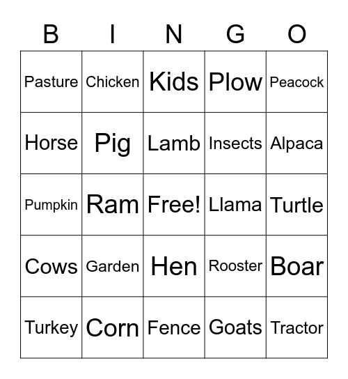 Baby Animal Mother's Day Bingo Card