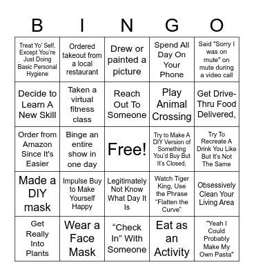 Quarantine Bingo Card