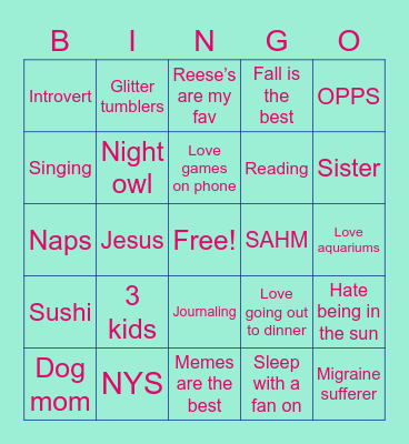 Holly’s  Bingo Card