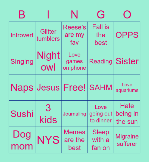 Holly’s  Bingo Card