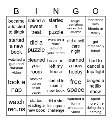 covid 19 bingo Card