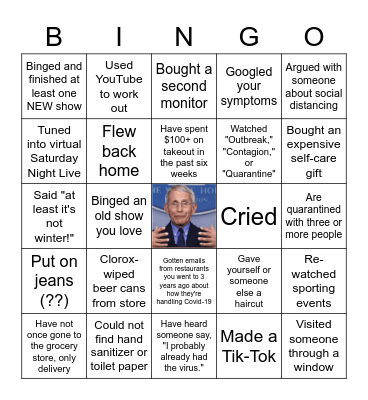 Quarantine Bingo Card