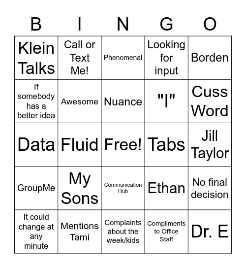 Google Meet Bingo Card