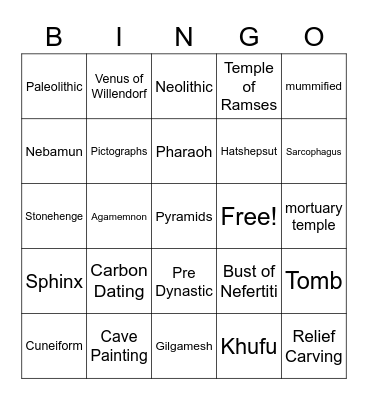 Western Civ Bingo Card