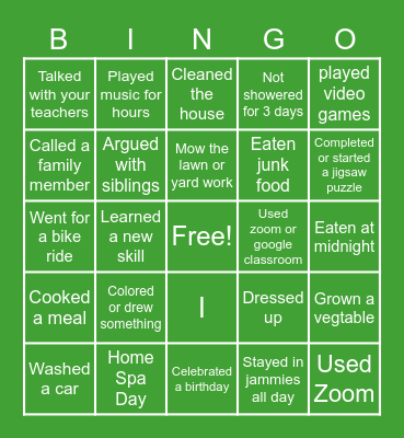 Quarantine LIfe Bingo Card
