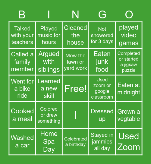 Quarantine LIfe Bingo Card