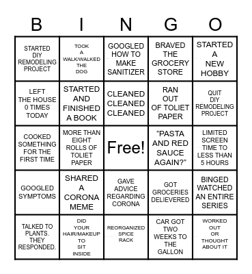 LOCKDOWN BINGO Card
