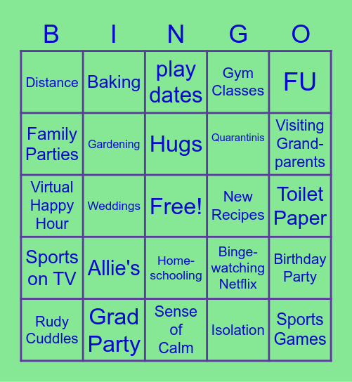 FU COVID BINGO Card