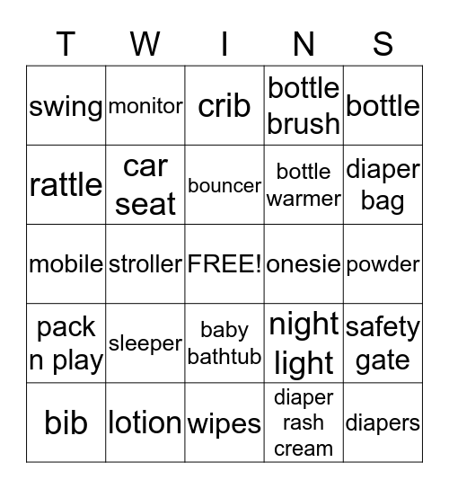 TWINS Bingo Card