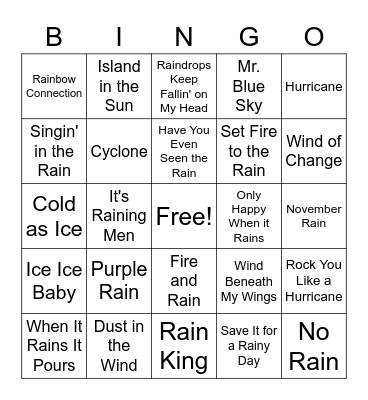FS Music Bingo - Weather Bingo Card