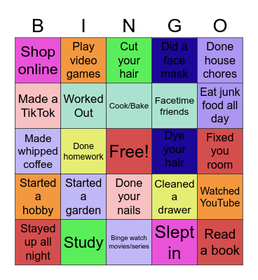 Quarantine Bingo Card