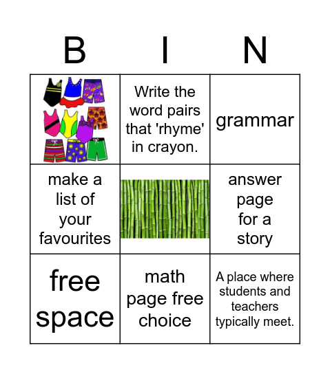Homework LIBERTY Spelling Bingo Card