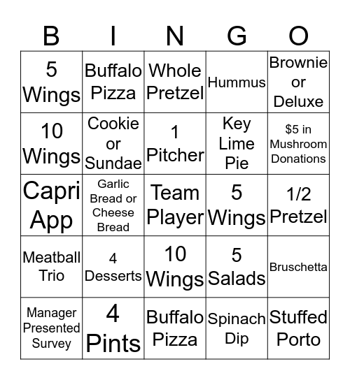 Buffalo! Bingo Card