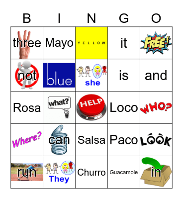 Sight Words Bingo Card