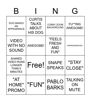 STAFF BINGO Card