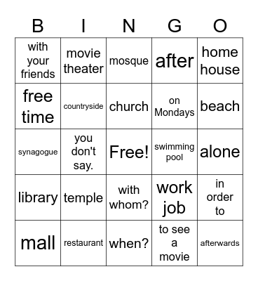 Autentico U4A Adónde vas Bingo Card