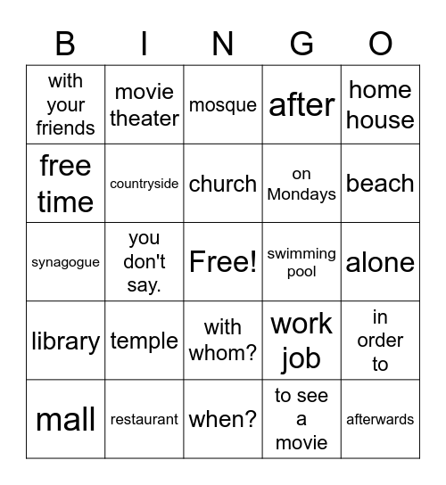 Autentico U4A Adónde vas Bingo Card